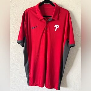 Nike Dri-Fit MLB Genuine Merch Phillies Red Short Sleeve Polo Men’s XL Excellent